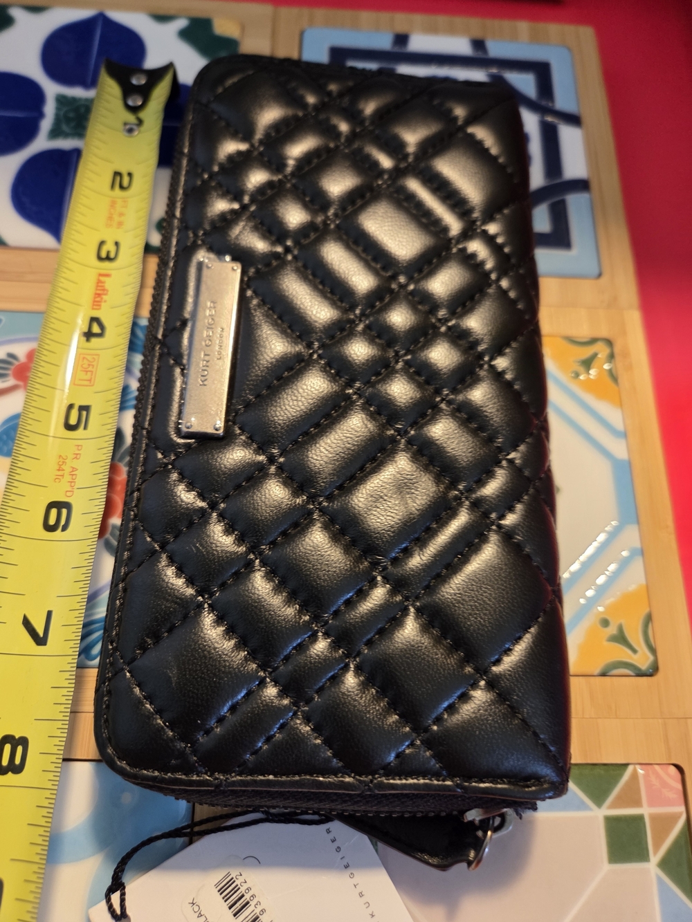 Kurt Geiger Quilted Black Plush Lambskin Leather Full Size Wallet NWT - Picture 11 of 15